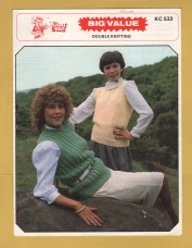 King Cole - Double Knitting - 24-42" (61-107cm) - Design No.KC533 - Lacy & Plain Slipover - Knitting Pattern