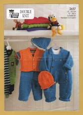 King Cole - Double Knitting - 12-24" (31-61cm) - Design No.2657 - Hat,Trousers & Waistcoat - Knitting Pattern