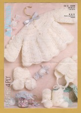 Patons - Fairytale 4 Ply - 18-19" (46-48cm) - Design No.3330 - Matinee Set - Knitting Pattern