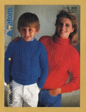 Patons - Double Knitting - Chest Sizes 22 to 42" (56-107cm) - Design No.8220 - Child and Woman`s Textured Sweater - Knitting Pattern