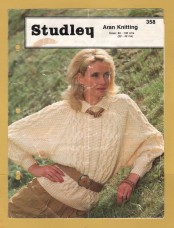 Studley - Aran Knitting - 32-42" (80-105cm) - Design No.385 - Lady`s Sweater - Knitting Pattern