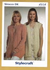 Stylecraft - Sirocco DK - 32-44" (81-112cm) - Design No.4914 - Cardigan and Waistcoat - Knitting Pattern