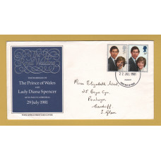 Post Office - FDC - 22nd November 1981 - `The Royal Wedding` - Addressed First Day Cover