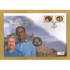 Westminster/Mercury - 20th November 1997 - `H.M Queen Elizabeth ll Golden Wedding Anniversary` - Jersey Coin/Stamp FDC