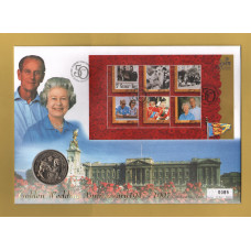Westminster/Mercury - 20th November 1997 - `H.M Queen Elizabeth ll Golden Wedding Anniversary` - Alderney & Guernsey Coin/Stamp FDC