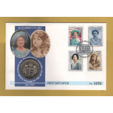 Westminster/Mercury - 2nd August 1990 - `H.M Queen Elizabeth The Queen Mother - 90th Birthday` - U.K. Coin/Stamp Cover