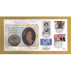 Benham - C5 - 4th August 1995 - `H.M Queen Elizabeth The Queen Mother - 95th Birthday` - Signed by Rachel Bowes Lyon - British Islands Coin/Stamp Cover