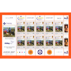 Isle of Man - 10x44p Europa 2007 Stamp Miniature Sheet - `Centenary of Scouting - Camping` Issue - 2007 - Mint Never Hinged