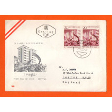 Austrian FDC - `Wien 101 27.4.65 - 19 1f` Postmark - `Ersttag` Frank - 2x 1.80S 20th Anniversary of Reconstruction Stamps 
