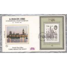 Benham - FDC - 1980 - `London 1980` - Third Miniature Sheet - Benham Silk - BS3a - First Day Cover