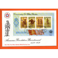 Isle Of Man - FDC - 1976 - `American Revolution Bicentennial ` - Miniature Sheet - Post Office Issue - Official First Day Cover
