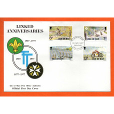 Isle Of Man - FDC - 1977 - `Linked Anniversaries` Post Office Issue - Official First Day Cover