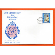 Isle Of Man - FDC - 1978 - `25th Anniversary of the Coronation` Post Office Issue - Official First Day Cover