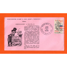 Westchester Stamp & Coin Show Cover - `Westnex Sta APR 5 1970 White Plains New York, NY` Postmark - 1969 6c American legion Stamp - Salutes Abraham Lincoln Cachet
