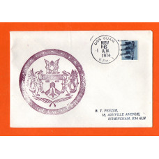 U.S Naval Cover - `U.S.S Guam Nov 6 1974 (LPH -)` Postmark - 1973 U.K 4 1/2p Definitive Stamp - U.S.S Guam Rubber Stamp Cachet