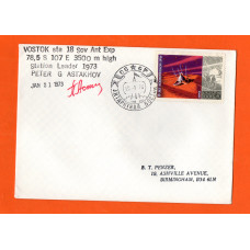 U.S.S.R Cover - Antarctic Postmark - Posted 25th January 1973 - 1972 15th Anniversary of "Cosmic Era"  6 Kopek Stamp - Signed to Front