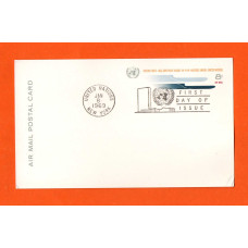 Air Mail Postal Card - FDI - 8th Jan 1969 - `United Nations - New York` - Postmark - 8 Cent Pre-Printed Stamp