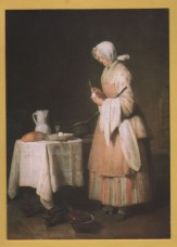 `The Attentive Nurse c1747 by Jean Baptiste-Simeon Chardin` - Postally Unused - Royal Academy of Arts Postcard.