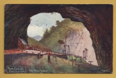 `Derbyshire Dales Series - `Peak Cavern, Castleton, The Rope Walk - Oilette - 1350` - Postally Unused - Raphael Tuck & Sons Postcard.