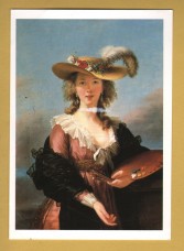 `Self Portrait in a Straw Hat by Elizabeth Louise Vigee Le Brun` - Postally Used - The National Gallery Postcard.