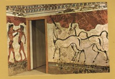 `Athens National Museum - THERA, The SW Corner of a Room as Reconstructed in the Museum (about 1500 B,C.)` - Postally Unused - Hannibal Postcard.