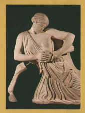 `Museum of Olympia - Lapith Woman. West Pediment of the Temple of Zeus (460 B.C.)` - Postally Unused - Hannibal Postcard.