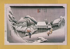 `Hiroshige - Kanbara-Evening Snow by Utagawa Hiroshige` - Postally Unused - Royal Academy of Arts Postcard.