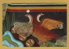 `Heraklion Museum - Partridges `Karavan`sarai` - Fresco from Knossos (1500 B.C)` - Postally Unused - Museum Postcard.