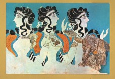 `Heraklion Museum - `Ladies in Blue` - Fresco from Knossos (16th cent. B.C)` - Postally Unused - Hannibal Postcard.