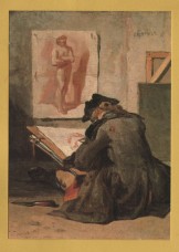 `The Draughtsman c1734 by Jean Baptiste-Simeon Chardin` - Postally Unused - Royal Academy of Arts Postcard.