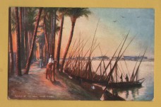 `Picturesque Egypt - `Banks Of The Nile, Near Cairo` - Oilette - 7201` - Postally Unused - Raphael Tuck & Sons Postcard.