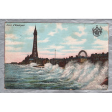 `Storm At Blackpool` - Postally Used - Blackpool - 2nd August 1921 Postmark - The Progress Series Postcard