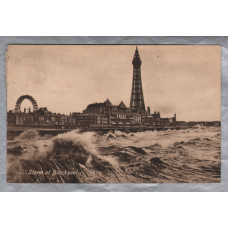 `Storm At Blackpool` - Postally Used - Blackpool 19th August 1915 Postmark - Valentine Postcard