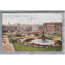 `St John`s Gardens. Liverpool` - Postally Used - Liverpool 11th May 1926 Postmark - Valentine Postcard