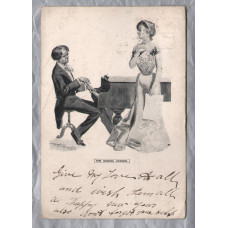 `The Singing Lesson` - Postally Used - Chiswick ?? ? 19?? - Postmark - Dainty Novels Series Postcard