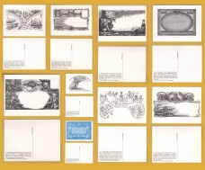 `1980 Stamp Collecting Magazine - 9 Envelope Design Postcards` - Postally Unused - Stamp Collecting Magazine Postcards.