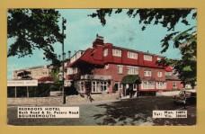 `REDROOFS HOTEL, Bath Road & St Peters Road, Bournemouth` - Postally Used-1966 - Dearden & Wade Postcard.