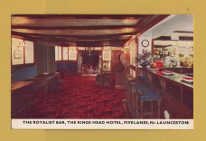 `The Royalists Bar, The Kings Head Hotel, Fivelanes, Nr Launceston` - Postally Unused - Hamilton-Fisher Postcard.