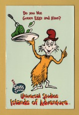 `Universal Studios, Island of Adventure - Seuss Landing - Do You Like Green Eggs and Ham?` - Postally Unused - Dr Seuss Postcard.