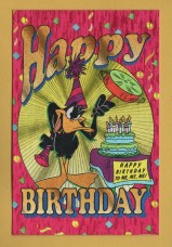`Looney Tunes - "Magic Effects"Collection - Happy Birthday - Daffy Duck - 1995` - Postally Unused - Manifestations Postcard.