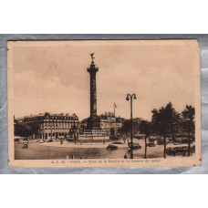 `A.C. 38 - Paris - Place de la Bastille et la Colonne de Juilliet` - Postally Used - Paris XVII Avenue De Wagram 28th August 1937 - L`Abeille Postcard