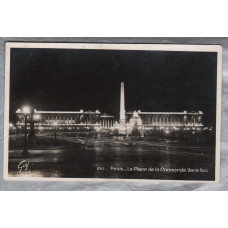 `Paris, Place des la Concorde - Vue du Nuit` - France - Postally Unused,Although Written Message to Rear - Les Editions d`Art A.Leconte Postcard 