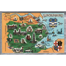 `Lincolnshire` - County Map - Postally Unused - Photo Precision Postcard