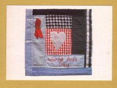 `Hearts and Hands Quilt For World Aid`s Day` - Postally Unused - Boomerang Media Postcard.