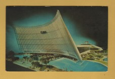 `General Motors Futurama Building - New York World`s Fair 1964-65` - Postally Used-1964 - Unisphere Postcard.