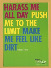 `Harass Me All Day, Push Me To The Limit, Make Me Feel Like Dirt...` - UNISON - Postally Unused - Boomerang Media Postcard.