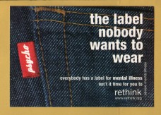`Psycho - The Label Nobody Wants To Wear... - rethink` - Postally Unused - Boomerang Media Postcard.