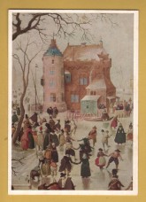 `A Winters Scene with Skaters Near by Hendrick Avercamp` - Postally Unused - National Gallery Postcard.