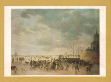 `A Scene on the Ice Near Dordrecht by Jan Van Goyen` - Postally Unused - Nastional Gallery Postcard.