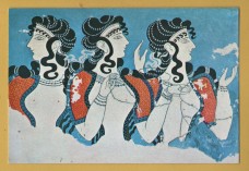 `Heraklion Museum - `Ladies in Blue` - Fresco from Knossos Palace` - Postally Unused - Andreas S Eleftheriadis Postcard.